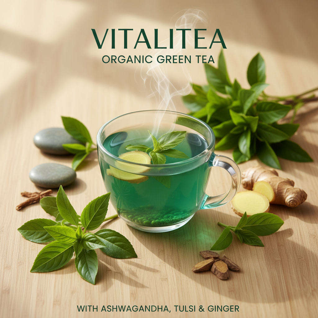 Thé Vert VITALITEA Bio avec ashwagandha, tulsi et gingembre - BioVitalZen